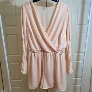 Peach Pink Romper Lace Detail